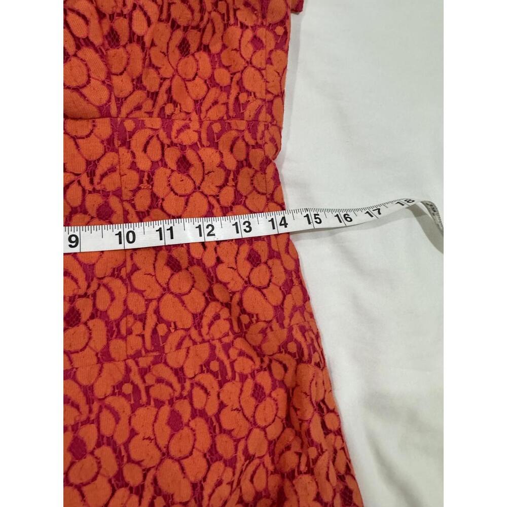 Black Halo Jackie-O Orange Lace Cotton Raschel Knee Length Sheath Dress - Size 6 - Picture 7 of 9